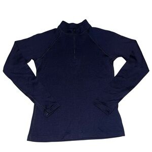EUC Icebreaker 260 Tech Half Zip Thermal Top Midnight Navy Merino Wool Boys 10